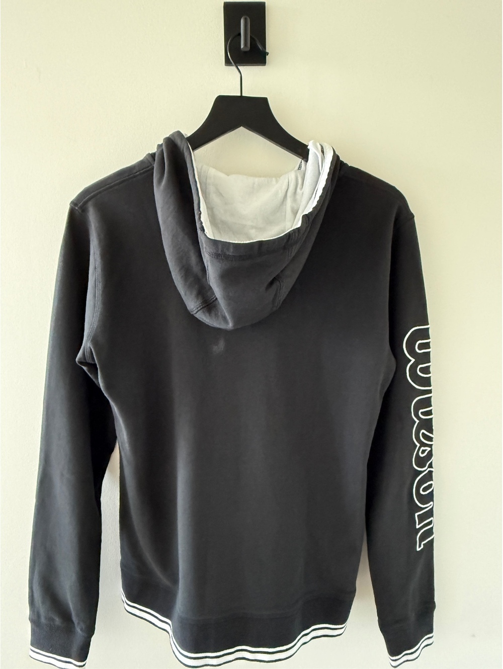 New Wilson Black Full Zip Hoodie with White Accents and Logo on Sleeve | Size M - Picture 3 of 7